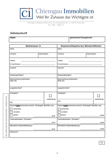 Chiemgau Immobilien Download Selbstauskunft